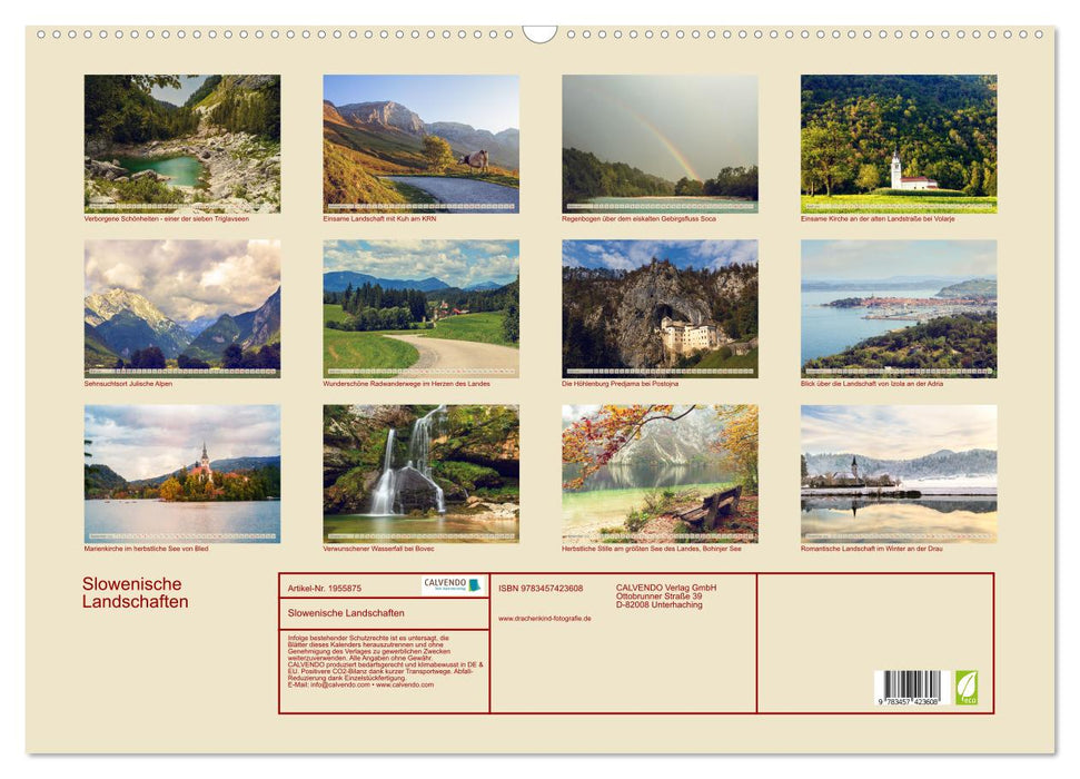 Slowenische Landschaften (CALVENDO Wandkalender 2026)
