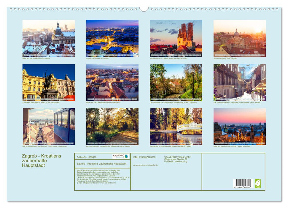 Zagreb - Kroatiens zauberhafte Hauptstadt (CALVENDO Wandkalender 2026)