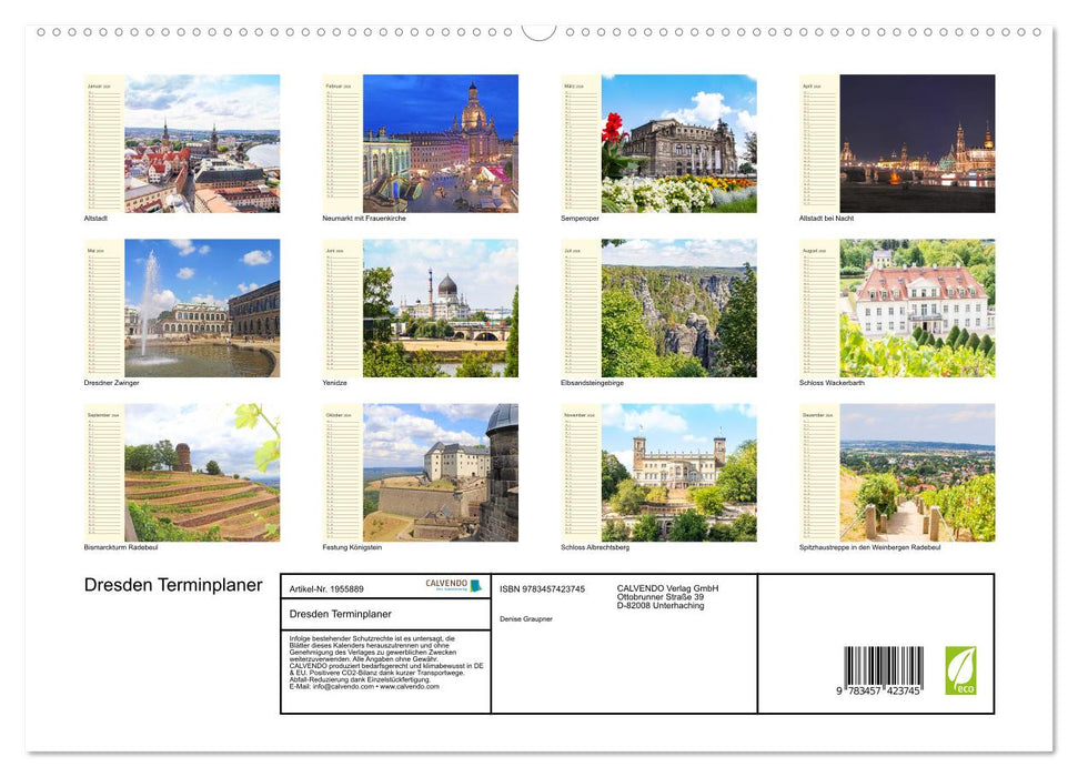 Dresden Terminplaner (CALVENDO Premium Wandkalender 2026)