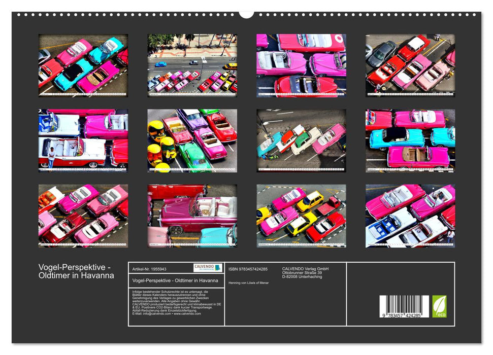Vogel-Perspektive - Oldtimer in Havanna (CALVENDO Premium Wandkalender 2026)