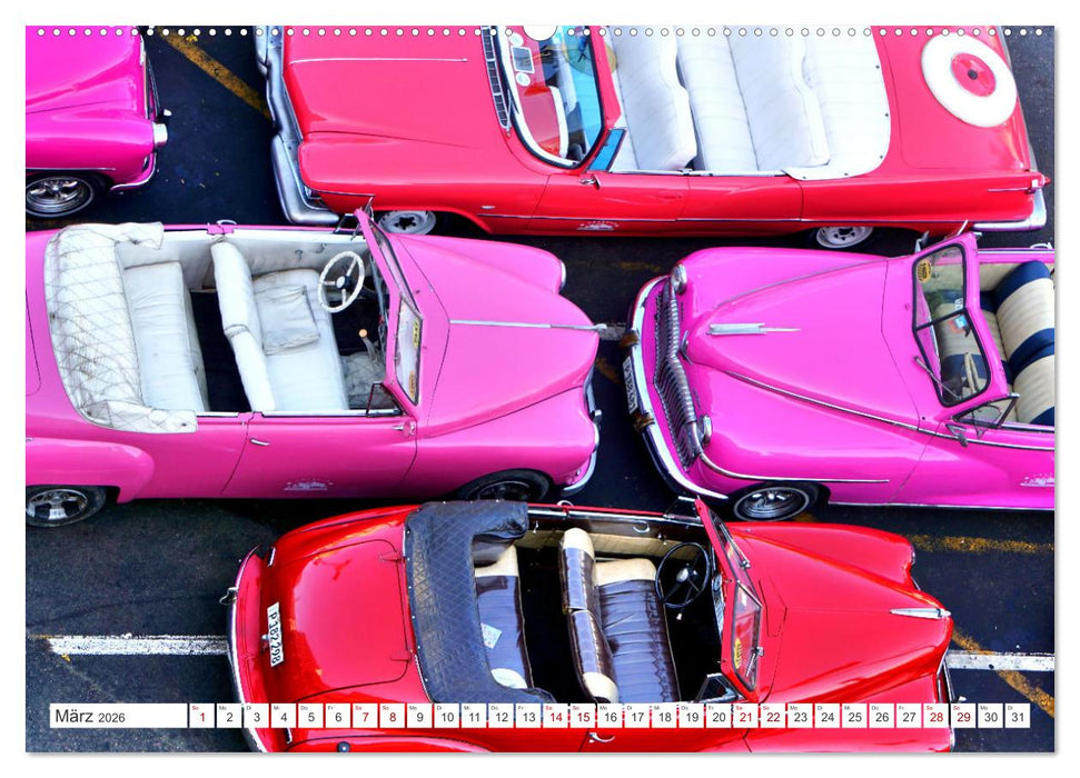 Vogel-Perspektive - Oldtimer in Havanna (CALVENDO Premium Wandkalender 2026)