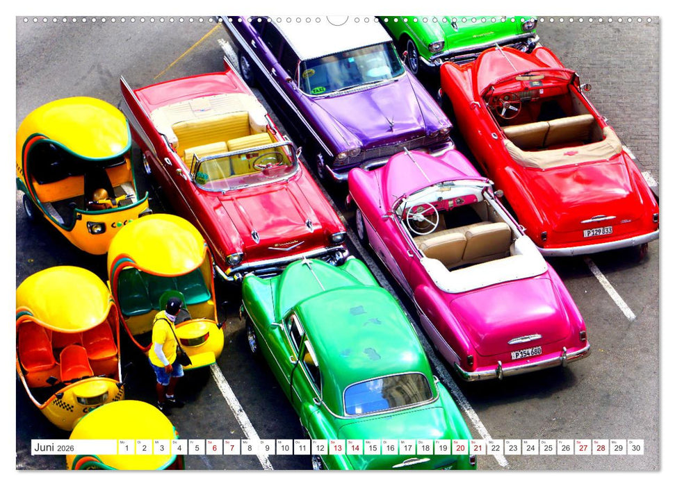 Vogel-Perspektive - Oldtimer in Havanna (CALVENDO Premium Wandkalender 2026)