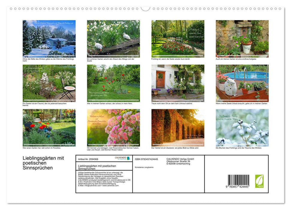 Lieblingsgärten mit poetischen Sinnsprüchen (CALVENDO Premium Wandkalender 2026)
