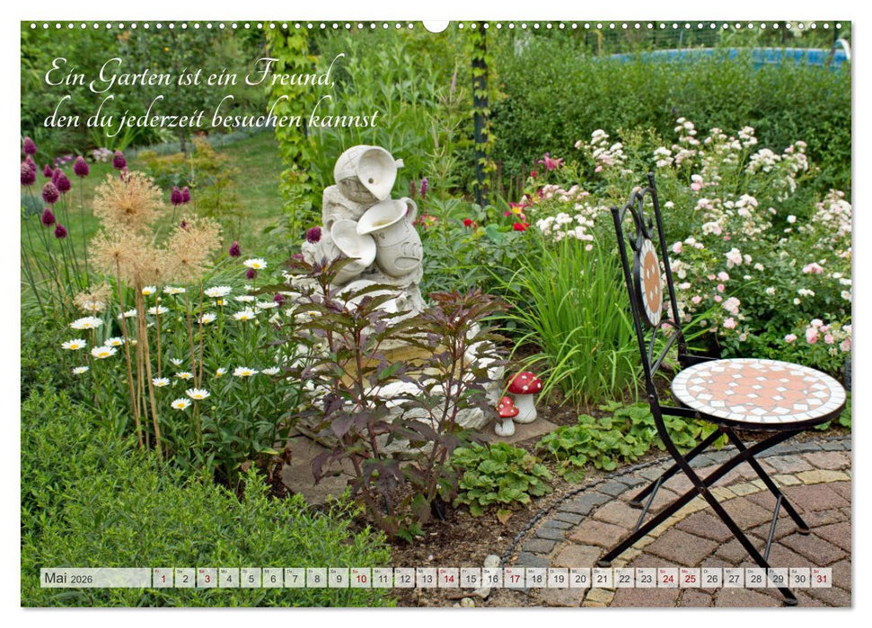 Lieblingsgärten mit poetischen Sinnsprüchen (CALVENDO Premium Wandkalender 2026)