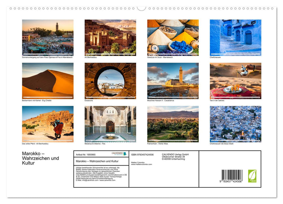 Marokko – Wahrzeichen und Kultur (CALVENDO Premium Wandkalender 2026)