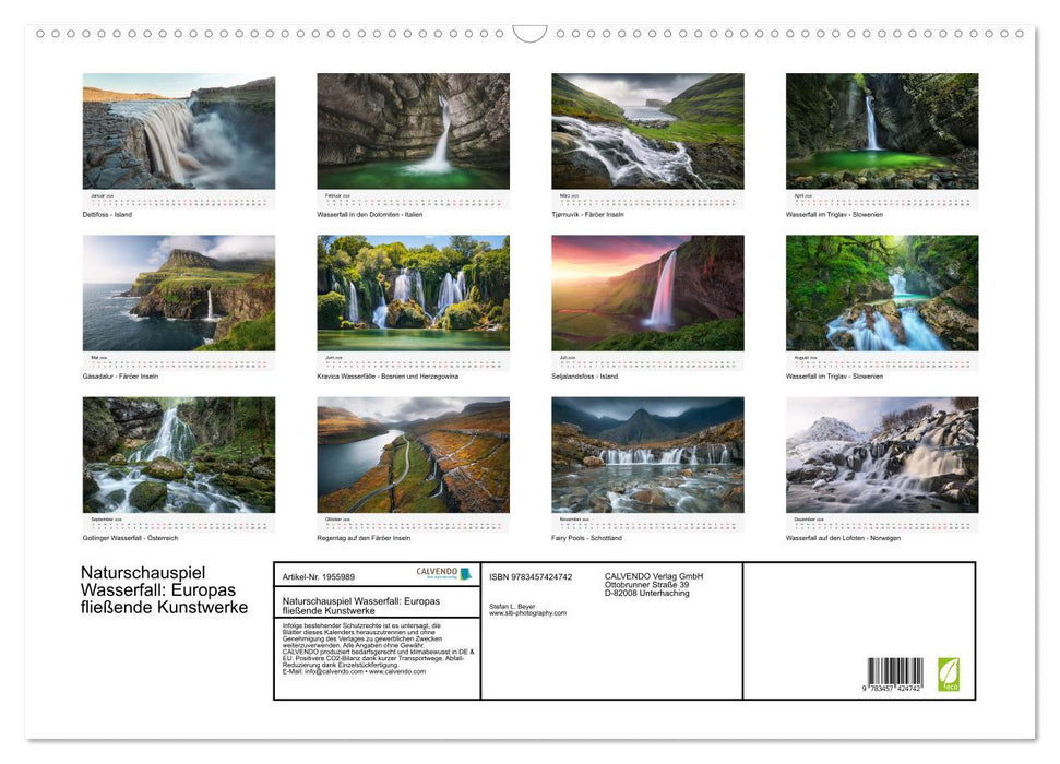 Naturschauspiel Wasserfall: Europas fließende Kunstwerke (CALVENDO Wandkalender 2026)