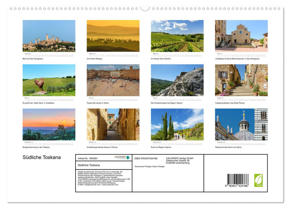 Südliche Toskana (CALVENDO Premium Wandkalender 2026)