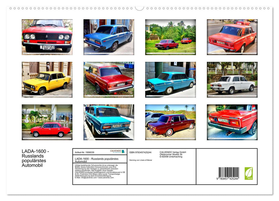 LADA-1600 - Russlands populärstes Automobil (CALVENDO Premium Wandkalender 2026)