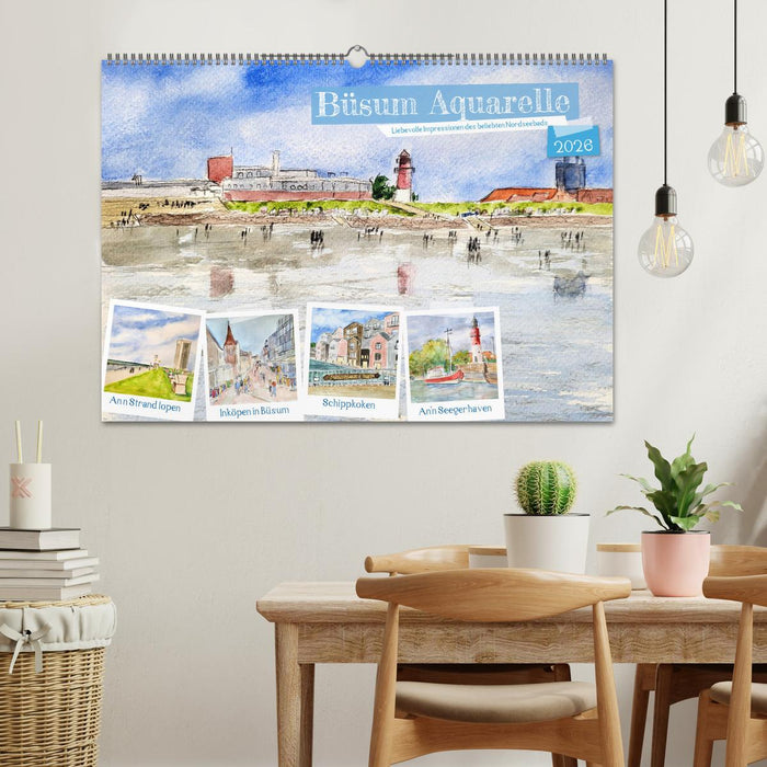 Büsum Aquarelle - Liebevolle Impressionen des beliebten Nordseebads (CALVENDO Wandkalender 2026)