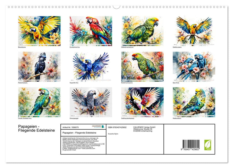 Papageien - Fliegende Edelsteine (CALVENDO Premium Wandkalender 2026)