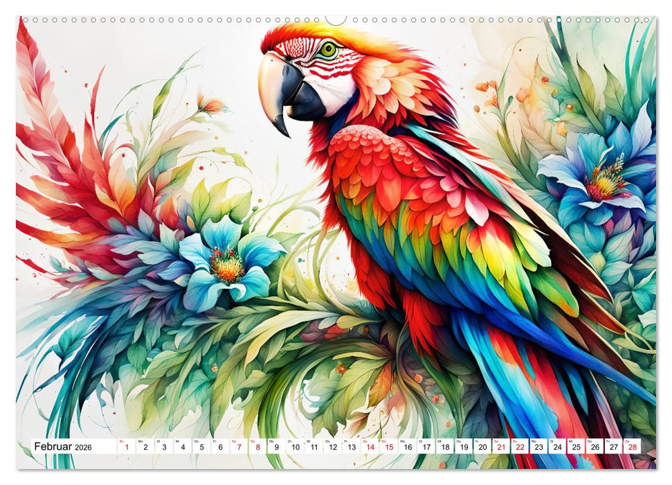 Papageien - Fliegende Edelsteine (CALVENDO Premium Wandkalender 2026)