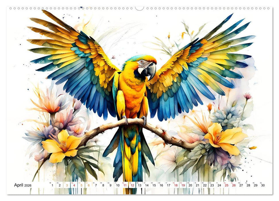 Papageien - Fliegende Edelsteine (CALVENDO Premium Wandkalender 2026)