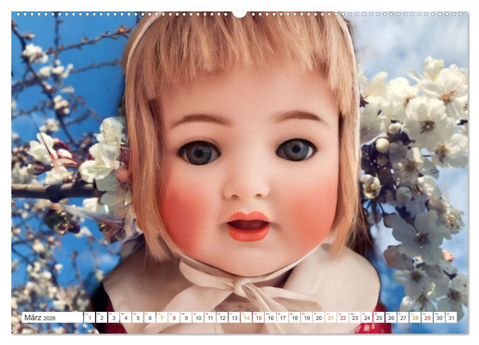 Alte Puppen und Blumen (CALVENDO Premium Wandkalender 2026)