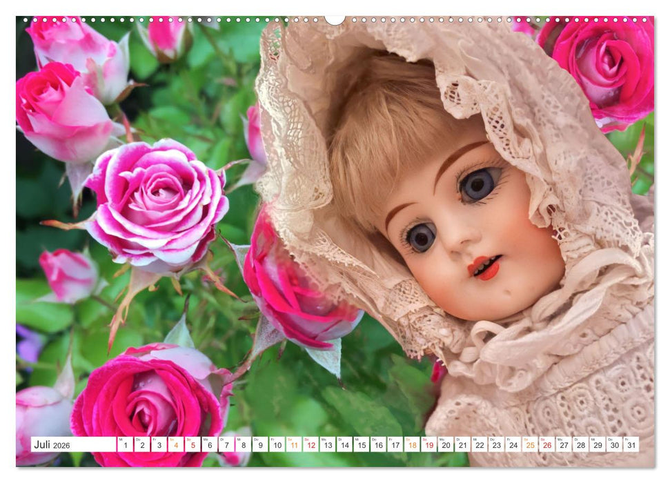 Alte Puppen und Blumen (CALVENDO Premium Wandkalender 2026)