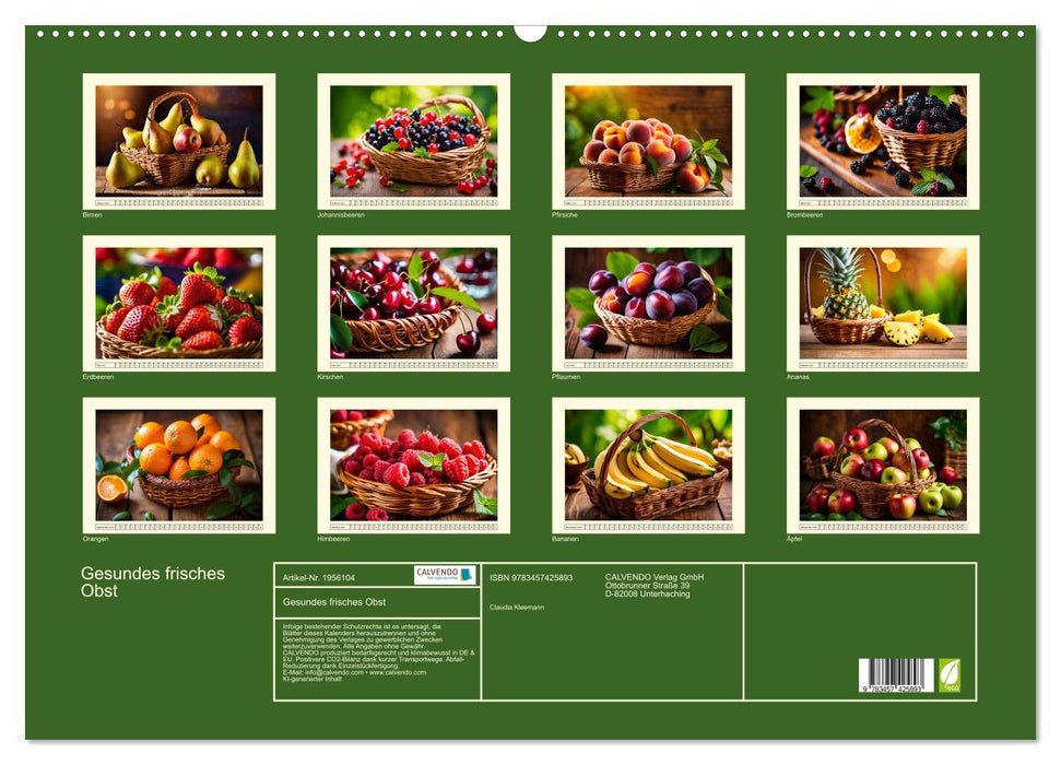 Gesundes frisches Obst (CALVENDO Wandkalender 2026)