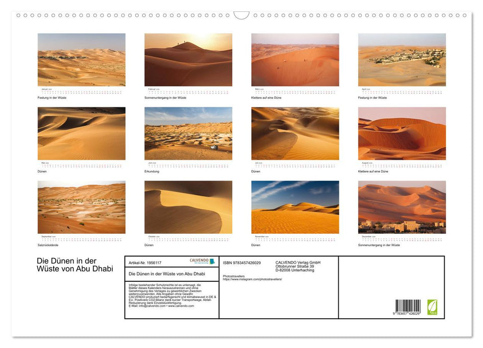 Die Dünen in der Wüste von Abu Dhabi (CALVENDO Wandkalender 2026)