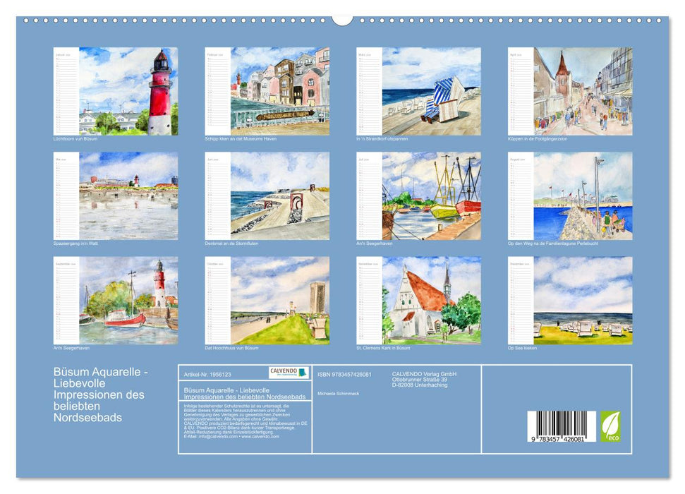 Büsum Aquarelle - Liebevolle Impressionen des beliebten Nordseebads (CALVENDO Premium Wandkalender 2026)