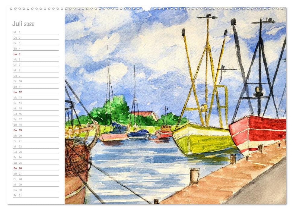 Büsum Aquarelle - Liebevolle Impressionen des beliebten Nordseebads (CALVENDO Premium Wandkalender 2026)