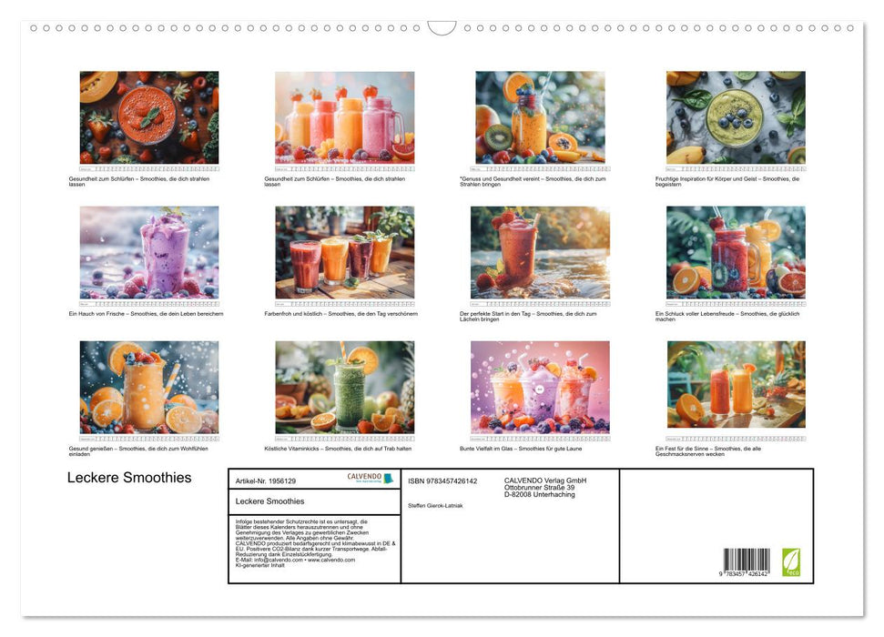 Leckere Smoothies (CALVENDO Wandkalender 2026)