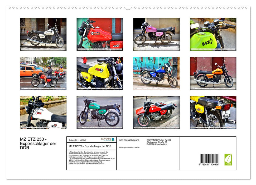 MZ ETZ 250 - Exportschlager der DDR (CALVENDO Premium Wandkalender 2026)