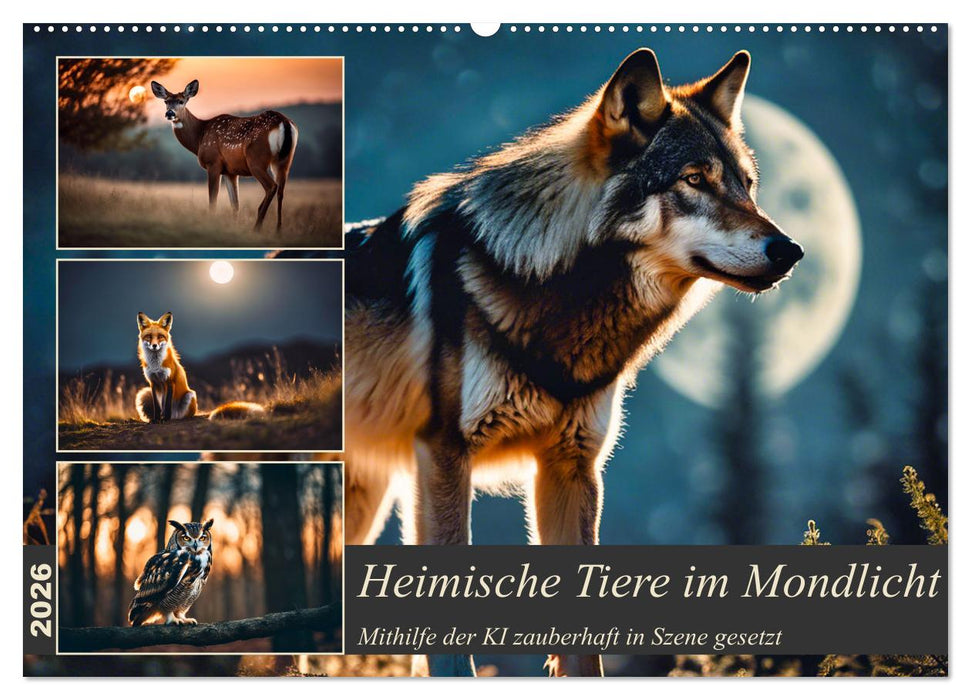 Heimische Tiere im Mondlicht (CALVENDO Wandkalender 2026)