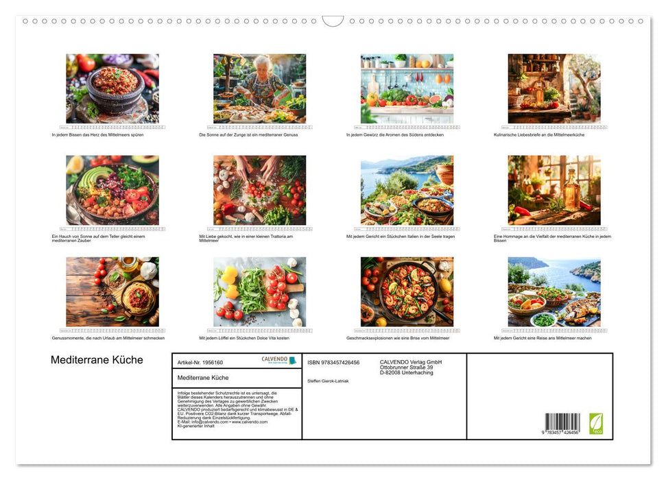 Mediterrane Küche (CALVENDO Wandkalender 2026)