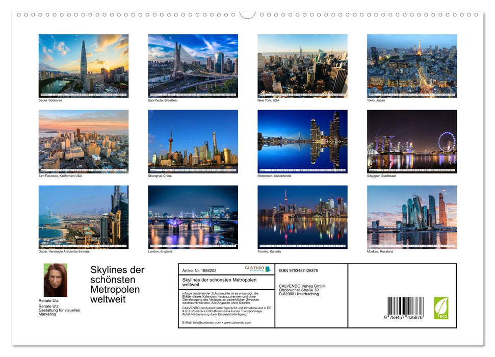 Skylines der schönsten Metropolen weltweit (CALVENDO Premium Wandkalender 2026)