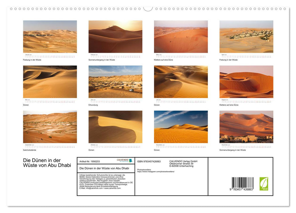 Die Dünen in der Wüste von Abu Dhabi (CALVENDO Premium Wandkalender 2026)