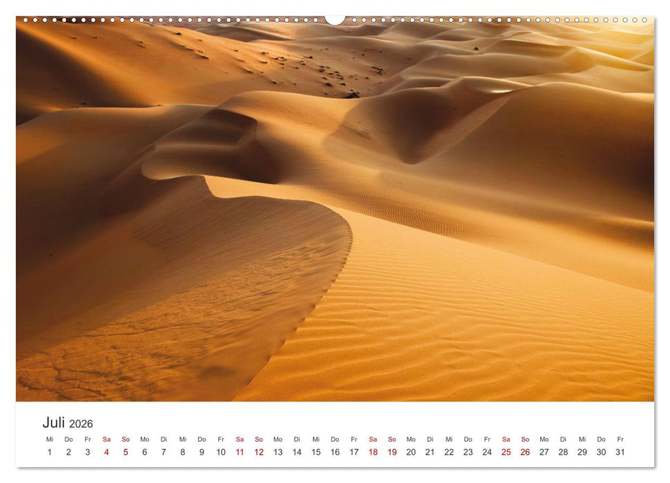 Die Dünen in der Wüste von Abu Dhabi (CALVENDO Premium Wandkalender 2026)