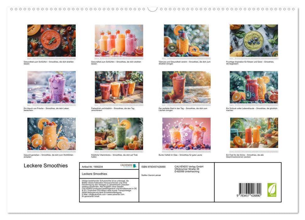 Leckere Smoothies (CALVENDO Premium Wandkalender 2026)