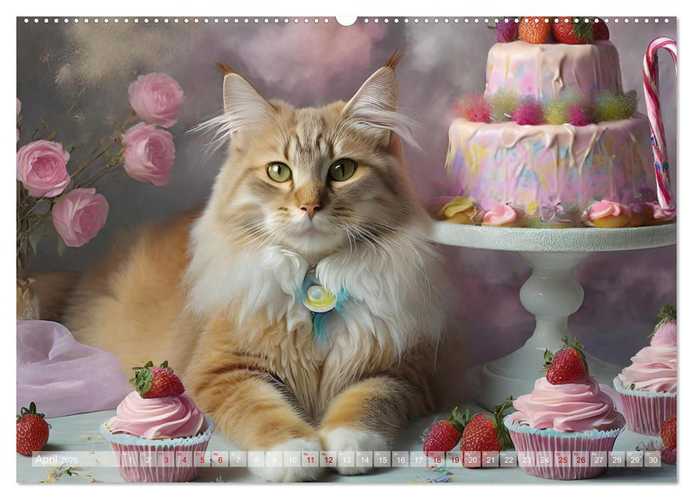 Süße Naschkatzen - Pelzige Leckermäulchen zwischen süßen Desserts und Torten (CALVENDO Wandkalender 2026)
