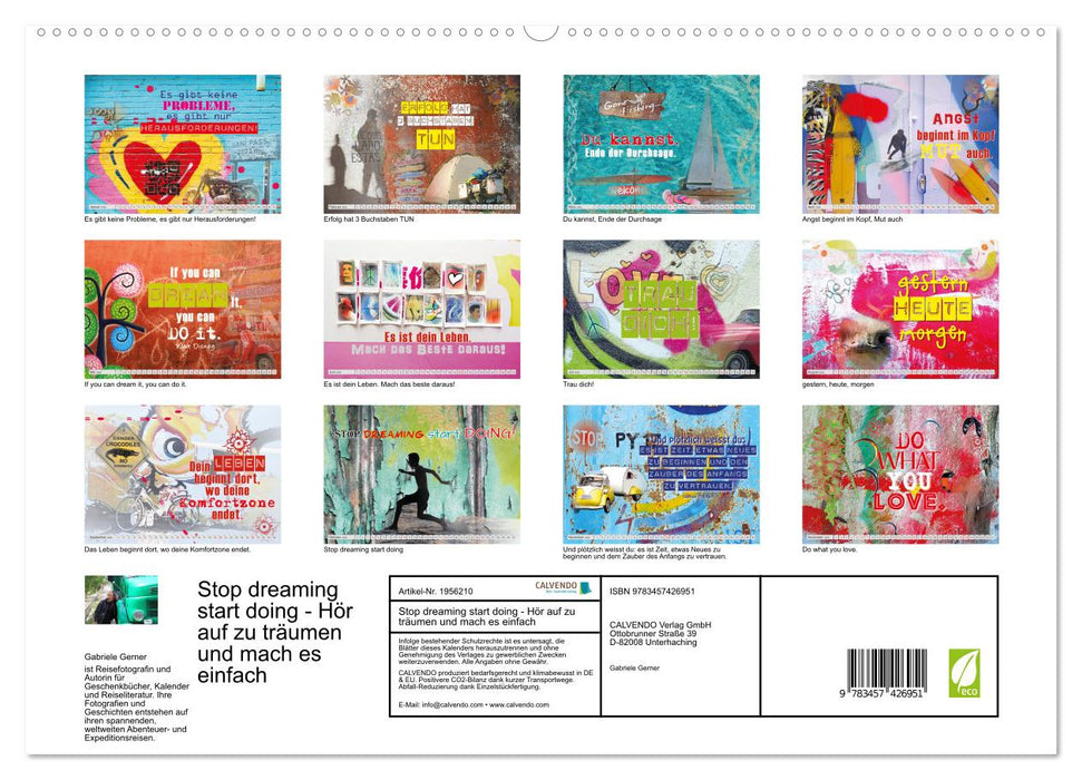 Stop dreaming start doing - Hör auf zu träumen und mach es einfach (CALVENDO Premium Wandkalender 2026)