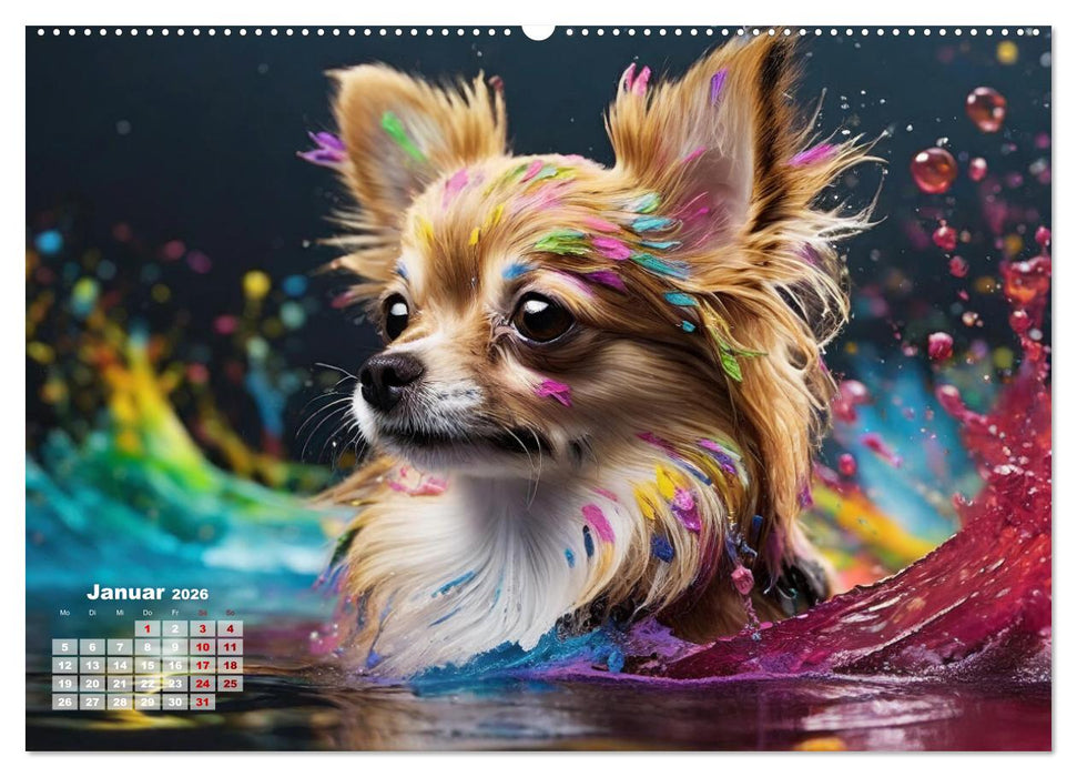 Splash - Hunde im Farbrausch (CALVENDO Premium Wandkalender 2026)