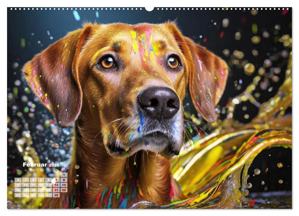 Splash - Hunde im Farbrausch (CALVENDO Premium Wandkalender 2026)