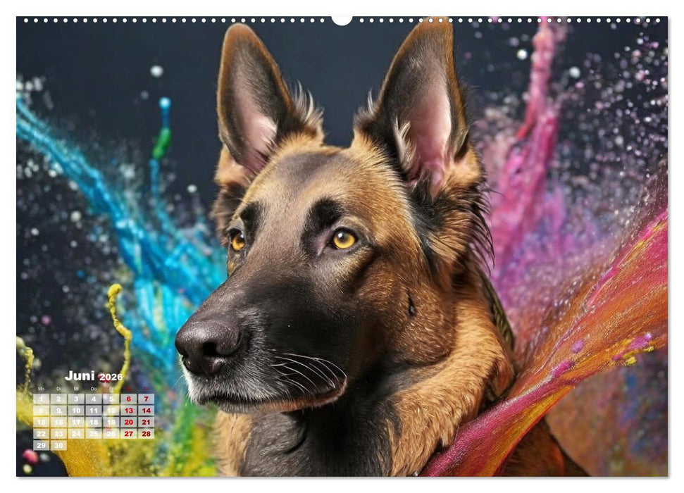Splash - Hunde im Farbrausch (CALVENDO Premium Wandkalender 2026)
