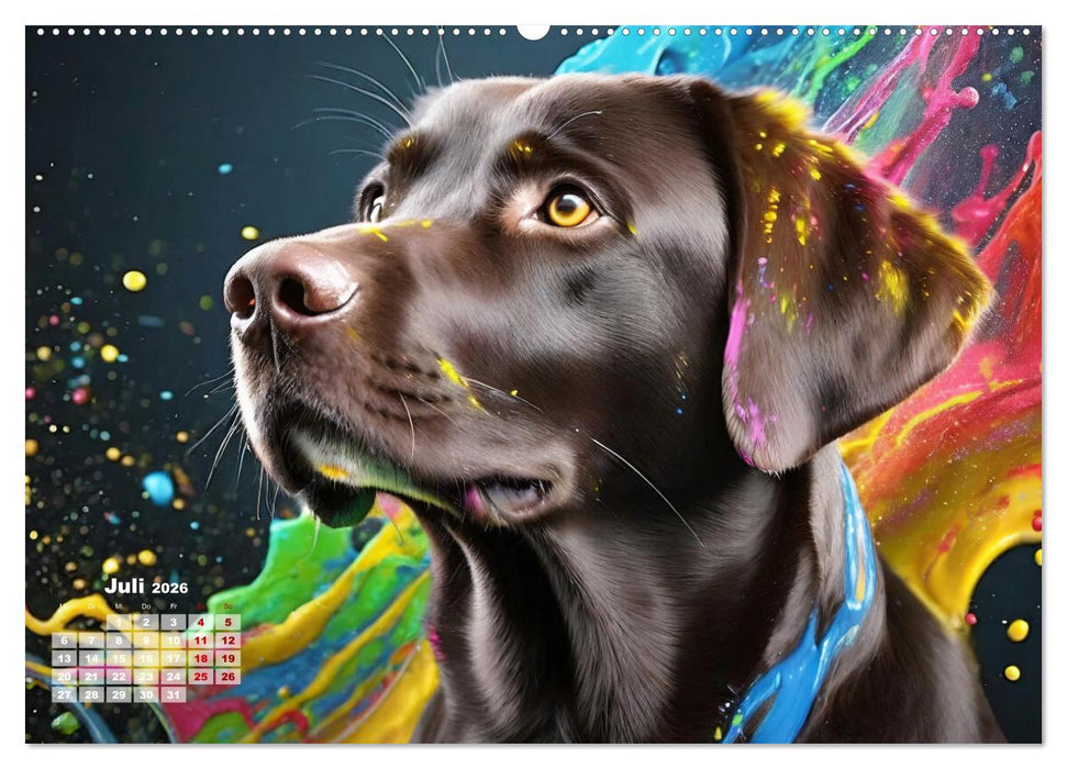 Splash - Hunde im Farbrausch (CALVENDO Premium Wandkalender 2026)