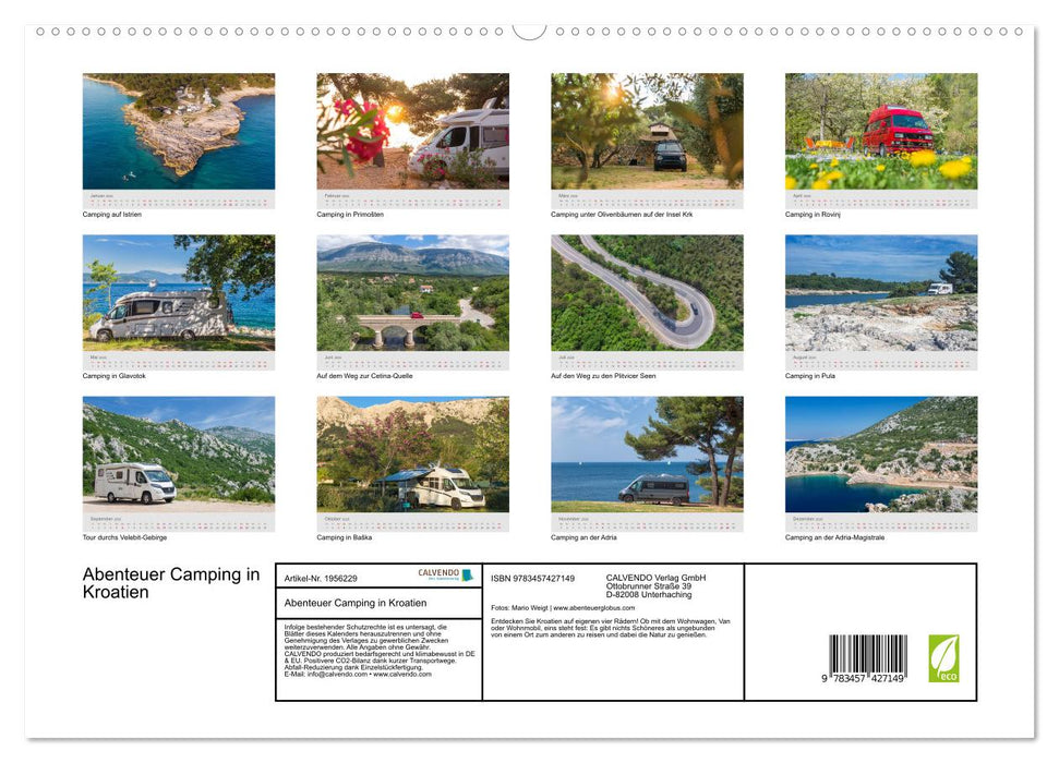 Abenteuer Camping in Kroatien (CALVENDO Premium Wandkalender 2026)