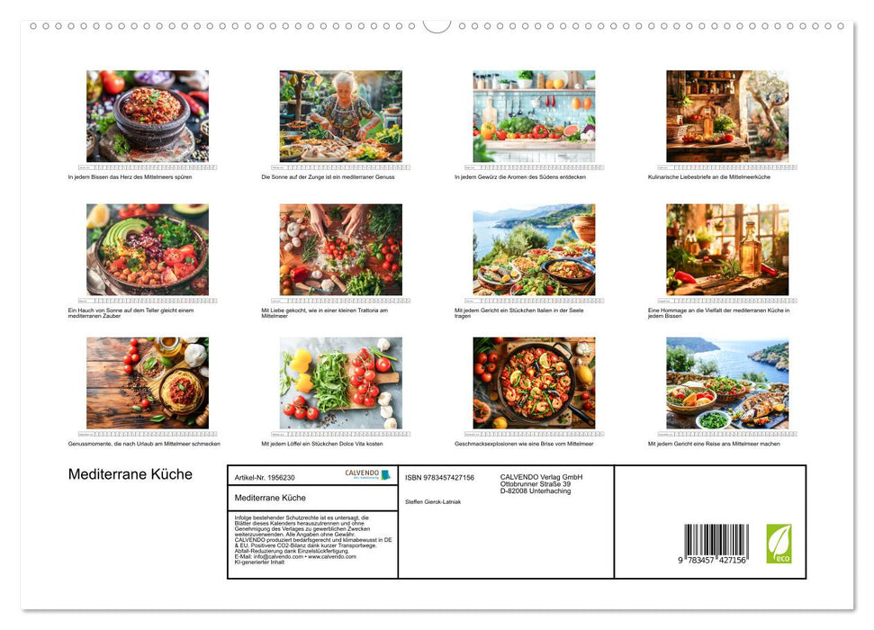 Mediterrane Küche (CALVENDO Premium Wandkalender 2026)