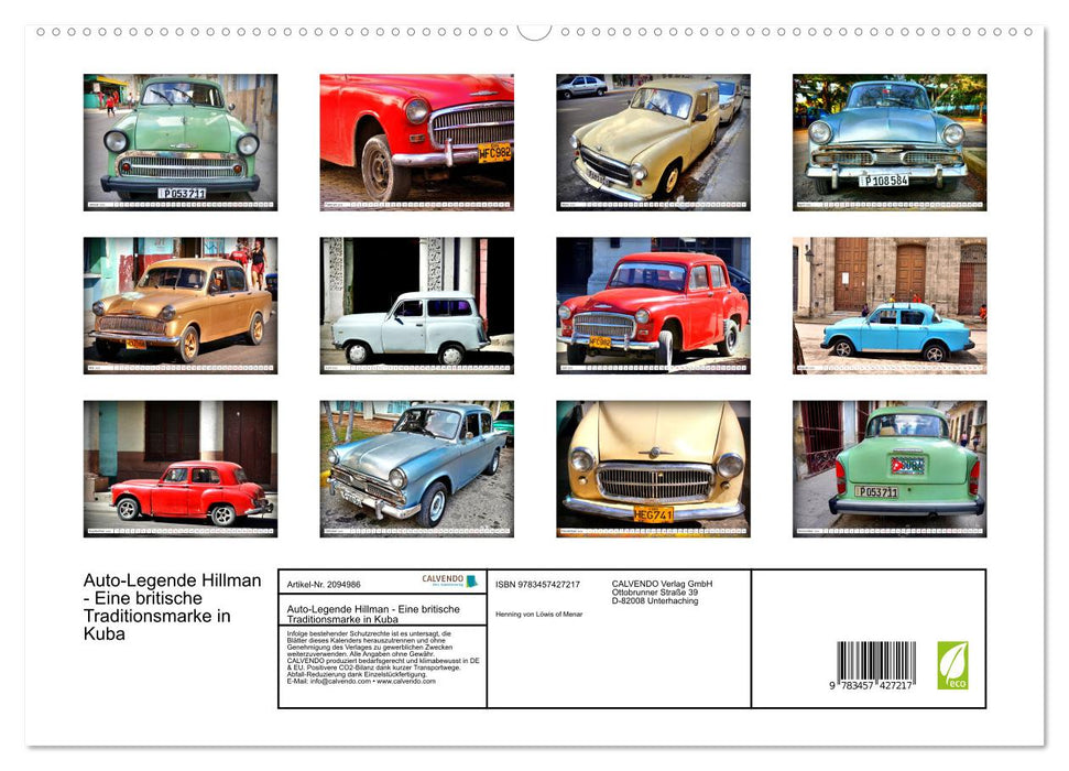 Auto-Legende Hillman - Eine britische Traditionsmarke in Kuba (CALVENDO Premium Wandkalender 2026)