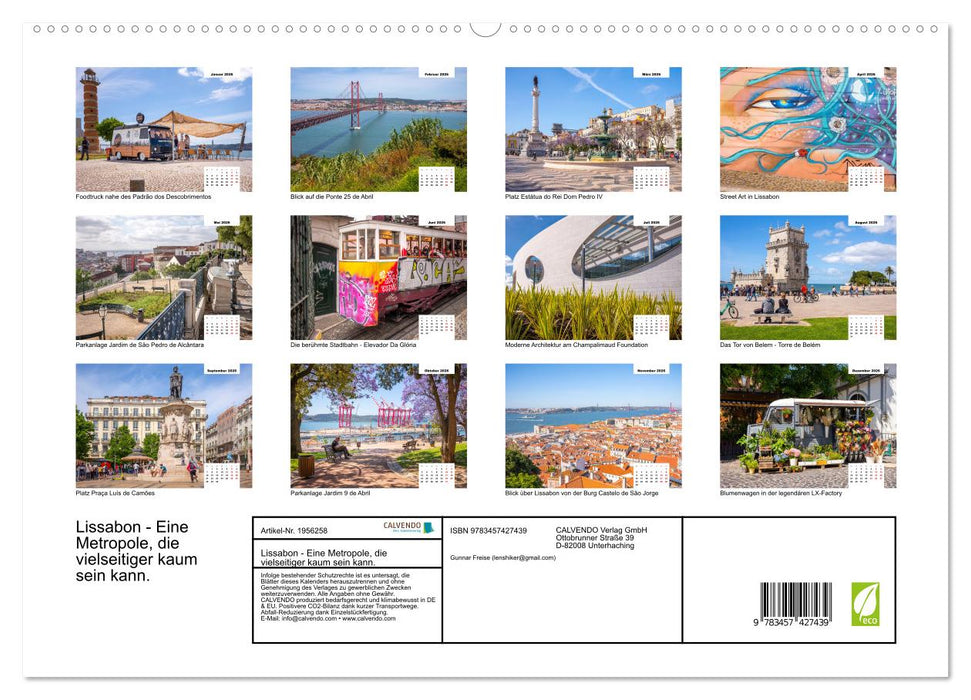 Lissabon - Eine Metropole, die vielseitiger kaum sein kann. (CALVENDO Premium Wandkalender 2026)