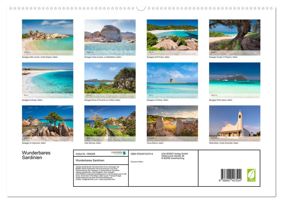 Wunderbares Sardinien (CALVENDO Premium Wandkalender 2026)