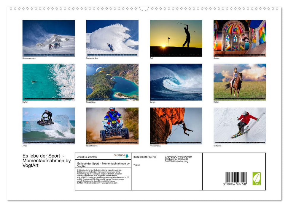 Es lebe der Sport - Momentaufnahmen by VogtArt (CALVENDO Premium Wandkalender 2026)