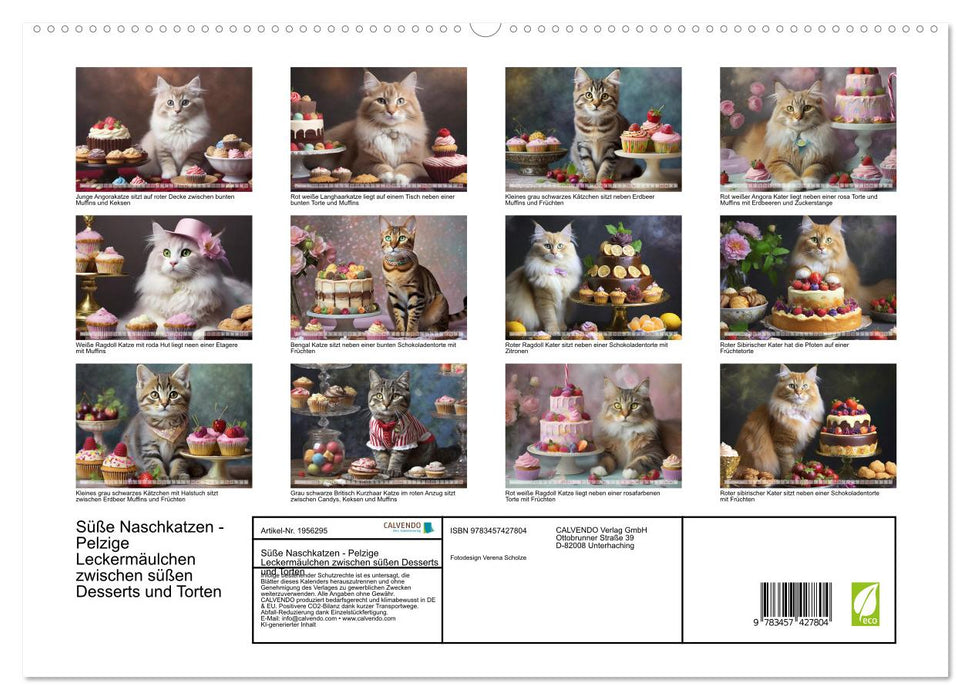 Süße Naschkatzen - Pelzige Leckermäulchen zwischen süßen Desserts und Torten (CALVENDO Premium Wandkalender 2026)