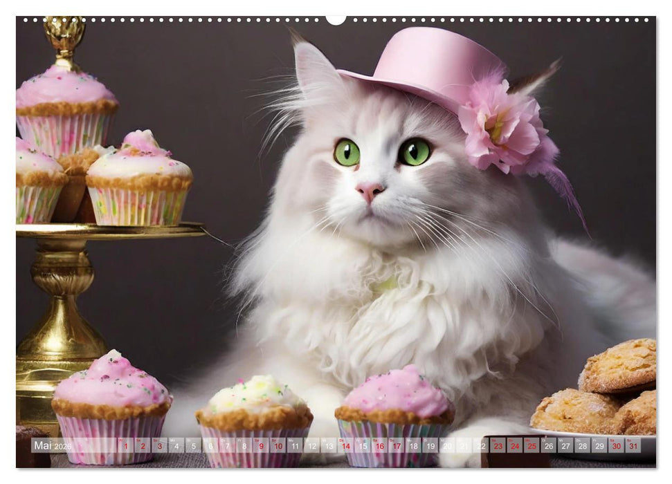 Süße Naschkatzen - Pelzige Leckermäulchen zwischen süßen Desserts und Torten (CALVENDO Premium Wandkalender 2026)