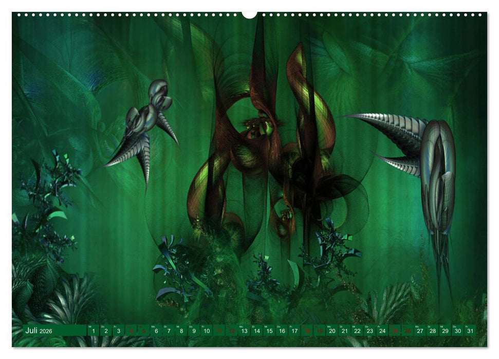 Fraktale Fantasiewelten (CALVENDO Premium Wandkalender 2026)