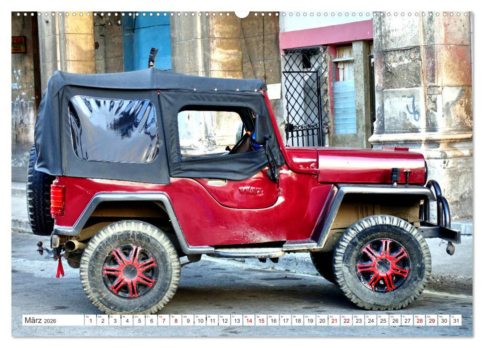 Willys Jeep - Eine amerikanische Legende auf Kuba (CALVENDO Premium Wandkalender 2026)