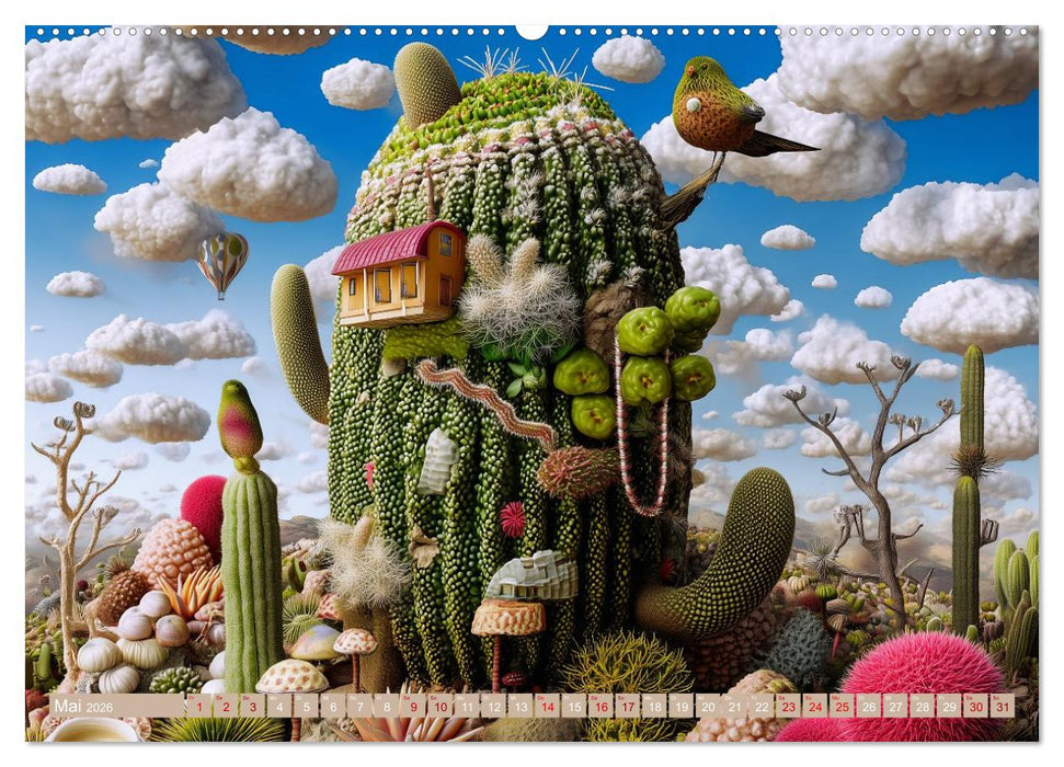 Kaktuswelten. Fantasie in Grün und Dorn (CALVENDO Premium Wandkalender 2026)