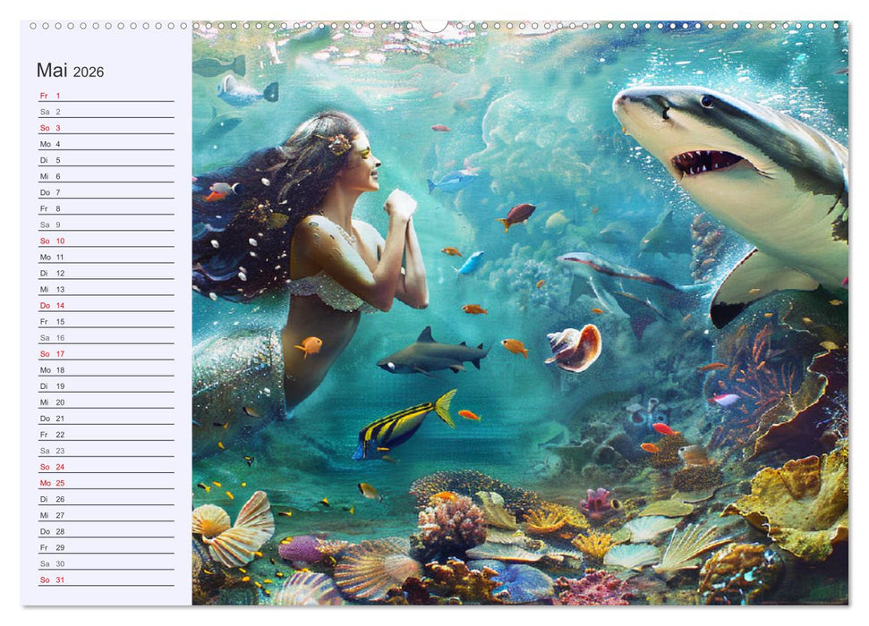 Meerjungfrauen. Zauberhafte Nixen-Paintings (CALVENDO Wandkalender 2026)