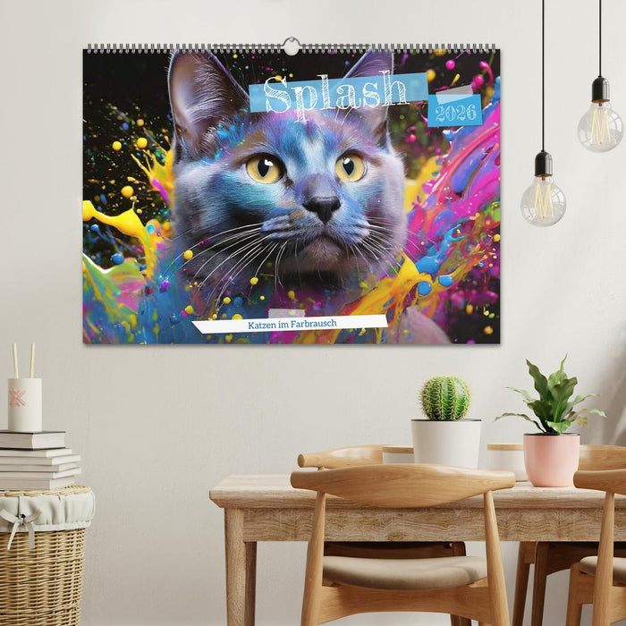Splash - Katzen im Farbrausch (CALVENDO Wandkalender 2026)