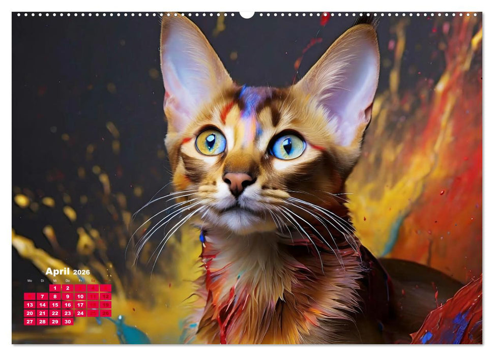 Splash - Katzen im Farbrausch (CALVENDO Wandkalender 2026)